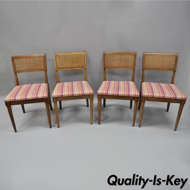 Vtg Mid Century Modern Walnut Cane Back Dining Chairs Paul McCobb Style Set of 4