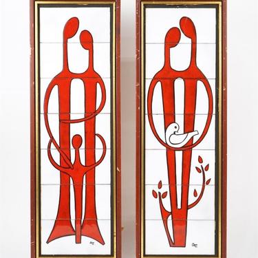 Angelos Tsakirakis Pair of Figural Tile Wall Art