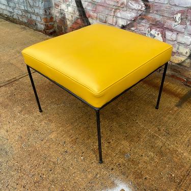 Mid century paul Mccobb stool 20&amp;quot; x 20&amp;quot; vintage condition beautiful yellow vinyl upholstery bench stool 