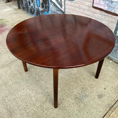 Vintage mid century modern danish dining dinner table rosewood teak 48&amp;quot; round beautiful has stow away flip out leaf 