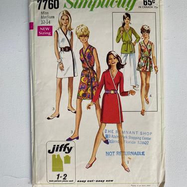 60's Vintage Wrap Around Summer Dress, Simplicity 7760, Size 12-14 Medium, UNCUT, Sewing Pattern, Jiffy Pattern 
