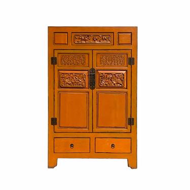 Chinese Fujian Distressed Orange Relief Carving Storage TV Cabinet cs7136E 