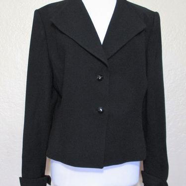 Vintage 1980s Adolph Schuman for Lilli Ann Suit Jacket, Black Wool, Large Women 