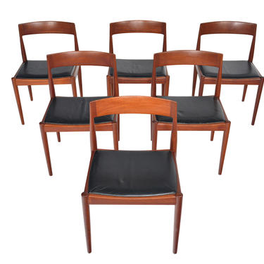 Set of Six Danish Mid Century Modern Kai Kristiansen for Fritz Hansen Teak Dining Chairs 