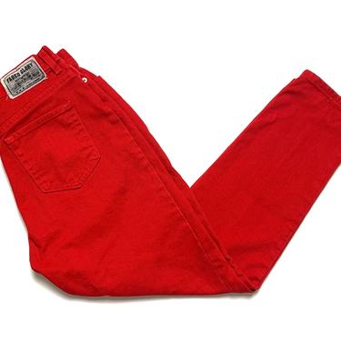 Vintage 1990s Women's FADED GLORY Red Jeans ~ measure 30 x 29 ~ Classic Fit / High Waist ~ size 7 / 8 ~ 30 Waist 