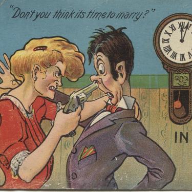 Leap Year 1908 &amp;quot;Don't You Think Its Time to Marry?&amp;quot; Vintage Postcard 