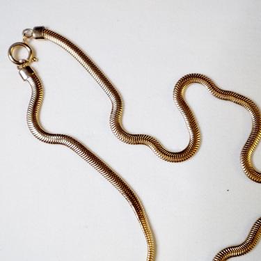 Vintage Goldtone Puffy Herringbone Chain Necklace | THE STACKED COLLECTION 
