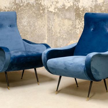 Pair of 1970s Italian Lounge Chairs in the Manner of Marco Zanuso 