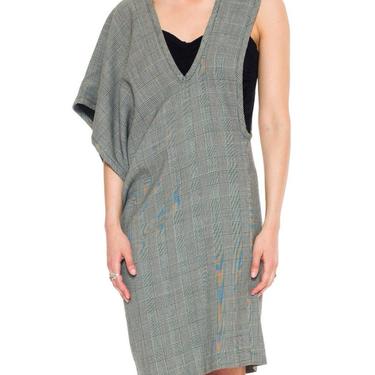 1990S COMME DES GARCONS Black & White Wool Glenplaid Pinafore Style Dress With Rayon Lining, 1991 