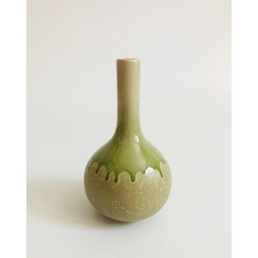 Vintage Green Pottery Bud Vase 