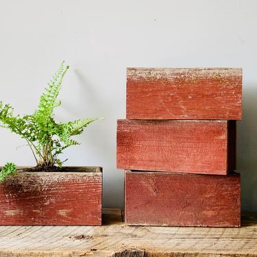 Barn Wood Planter Boxes | Long Flower Planter Box | Red Barn Wood | Reclaimed Wood Planter | Garden Box | Balcony | Square Patio Deck Pot 