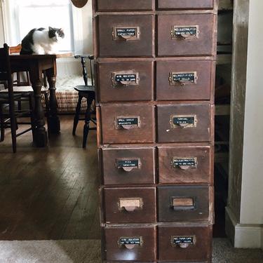 Antique Card Catalogs, wood stackable card catalogs, set of 8 card catalogs, tool storage 