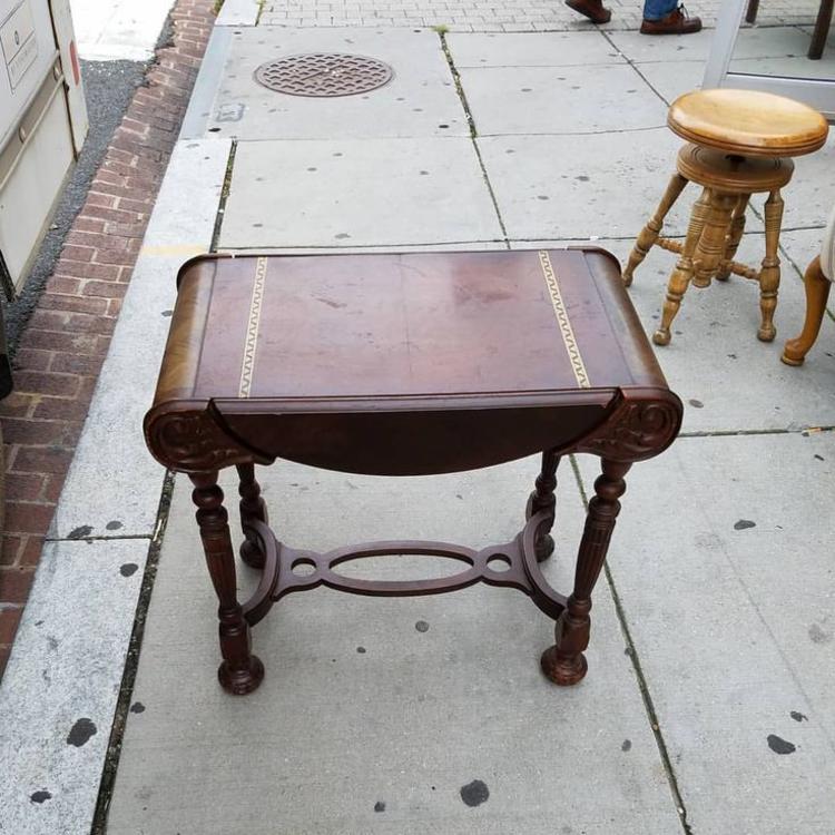 SOLD. Unusual Early 20th Century Stand w Drawer, $89.