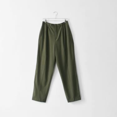 vintage green wool trousers, 90s high waisted pants, size L 