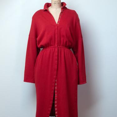 1980s Red Snap Front Sweatshirt Dress | Norma Kamali 