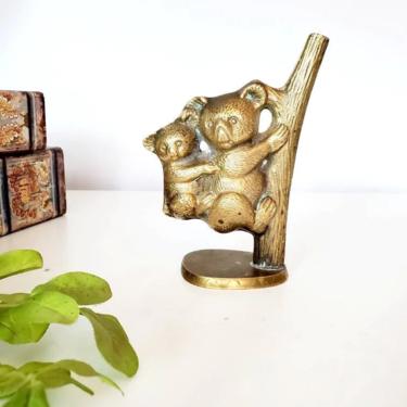Vintage Brass Koala Bear Mama & Baby Figurine 