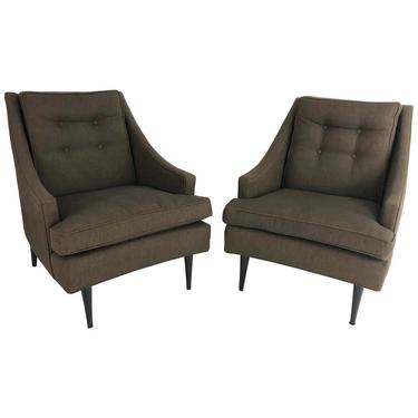 Pair of Mid-Century Modern Upholstered Lounge Chairs