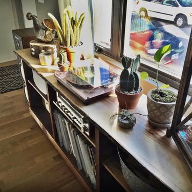 Rustic Natural Live Edge Large Entertainment/Record Player Media Stand 