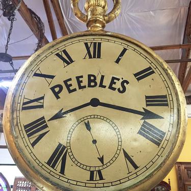 SOLD. Antique Americana Trade Jewelery Store Sign Watch Clock Advertising Peebles"
