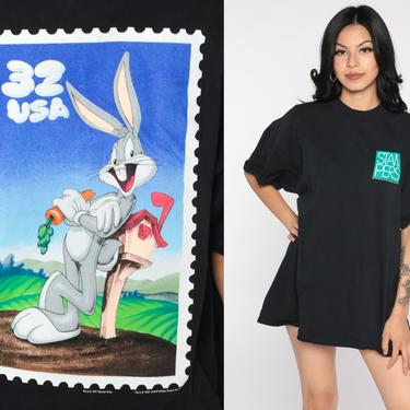Looney Tunes Shirt Bugs Bunny Stamp Tshirt 90s White Graphic Retro Vintage Tee T Shirt Tweety Warner Bros Tee Extra Large xl l 