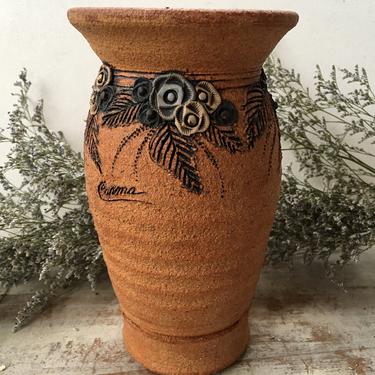 Vintage Carma Studio Signed Sand Clay Pottery Vase, Sedona Arizona Art 
