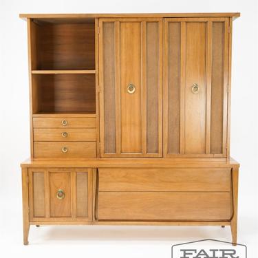 Walnut Cabinet with Cane Detail and Ring Pulls