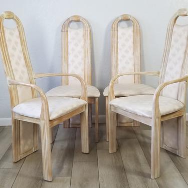 Italian Tall Back Carved Wood Sculptural Dining Chairs Set Of 4 . 