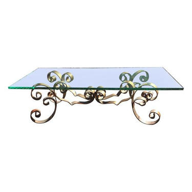 Hollywood Regency Glass and Brass Coffee Table
