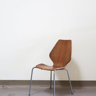 Vintage Arne Jacobsen Style Plywood Bent Wood Danish Side Chair 