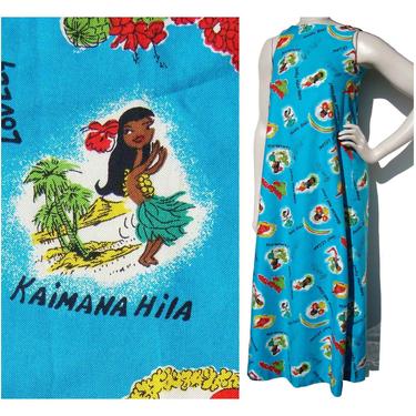 Vintage 70s Hawaiian Watteau Dress Ui-Maikai Deadstock w/ Tag - S 