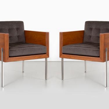 Pair of Mid-Century Modern Harvey Probber Architectural Series Cube Chairs 