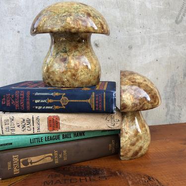 Hand Carved Alabaster Mushroom Bookends