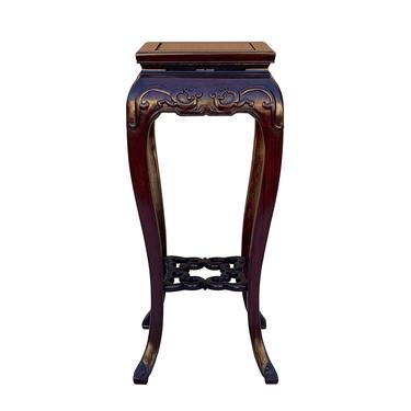Oriental Square Red Brown Mahogany Stain Plant Stand Pedestal Table ws1628E 