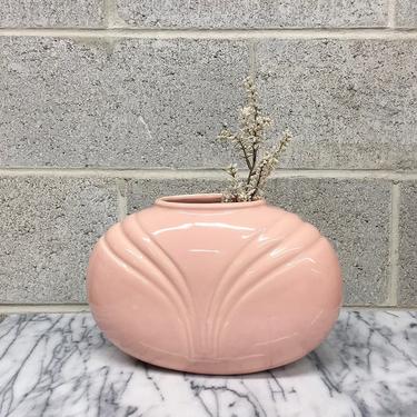 Vintage Royal Haeger Vase Retro 1980s American Made + Baby Pink + Pottery + Ceramic + Glazed Finish + Art Deco Revival + Home Decor 