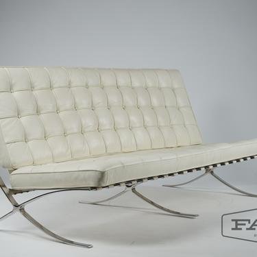 Barcelona Style White Leather Sofa