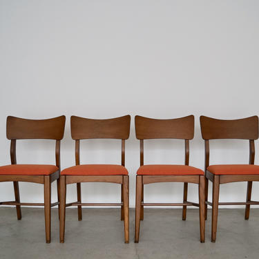 Set of Four Mid-century Modern Dining Chairs Refinished &amp; Reupholstered in Maharam's &amp;quot; Mode &amp;quot; 