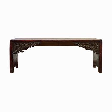 Vintage Oxblood Red Brown Flower Carving Rectangular Display Table Stand ws1526E 