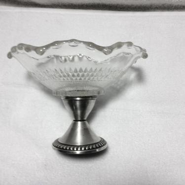Vintage sterling silver crystal chocolate candy nut condiment dish hand cut crystal 