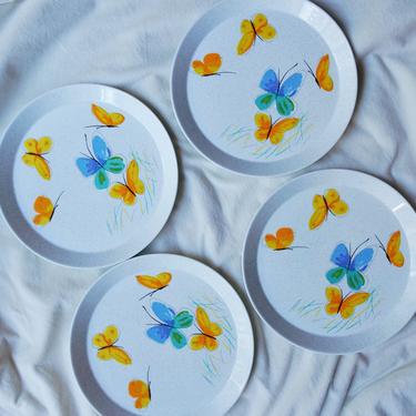 Mikasa Butterfly Dinner Plates | Flights of Fancy Pattern/Design | Vintage Dinner Plates | Set of Four | Vintage Butterflies Plate 