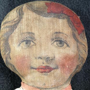 Beautiful Antique Ink Drawn Victorian Rag Doll - Cloth Hand Sewn Doll - RARE Find! |FREE SHIPPING 