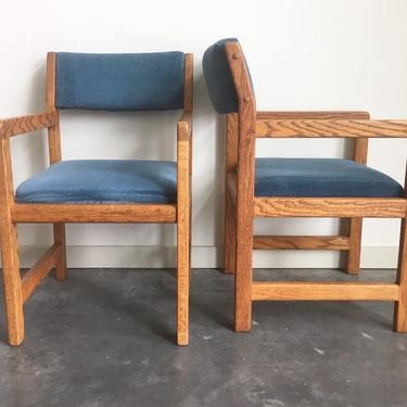 pair of vintage mid century modern cube chairs.