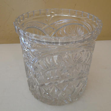 Vintage Lead Crystal Wine , Ice or Wine Bucket - with floral and diamond design 