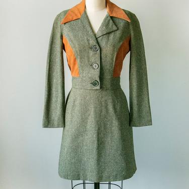 1970s Suit Set Young Edwardian Skirt Jacket XS 
