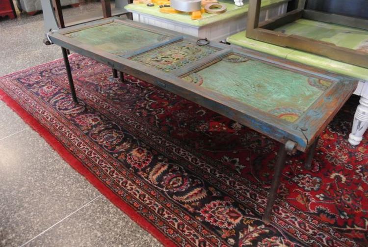 Upcycled Colorful Door Coffee Table