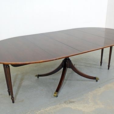 Baker Federal Style Banded Mahogany Expansion Dining Table 
