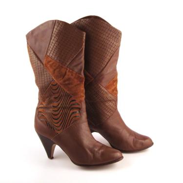 Brown Boots Vintage 1980s Heel Flings Women's size 6 