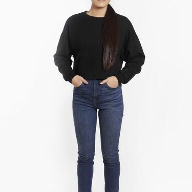 Black Cropped Long Sleeve Sweatshirt