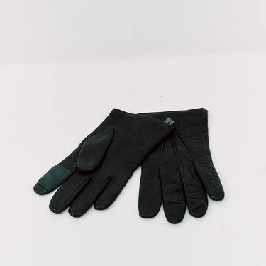 Holland & Holland Green Leather Gloves, Size 9.5