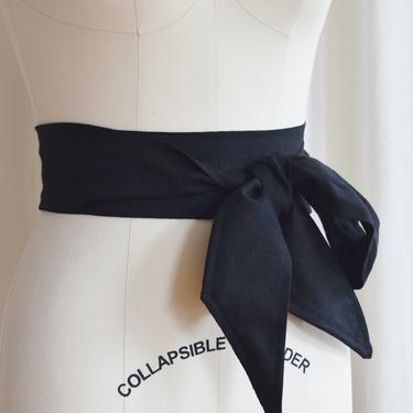 Black Linen Wrap Belt | Handmade | Linen Sash | Fabric Belt | Obi-Style 