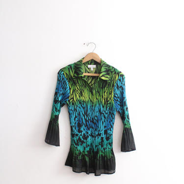 Tropic Pleated 90s Blouse 